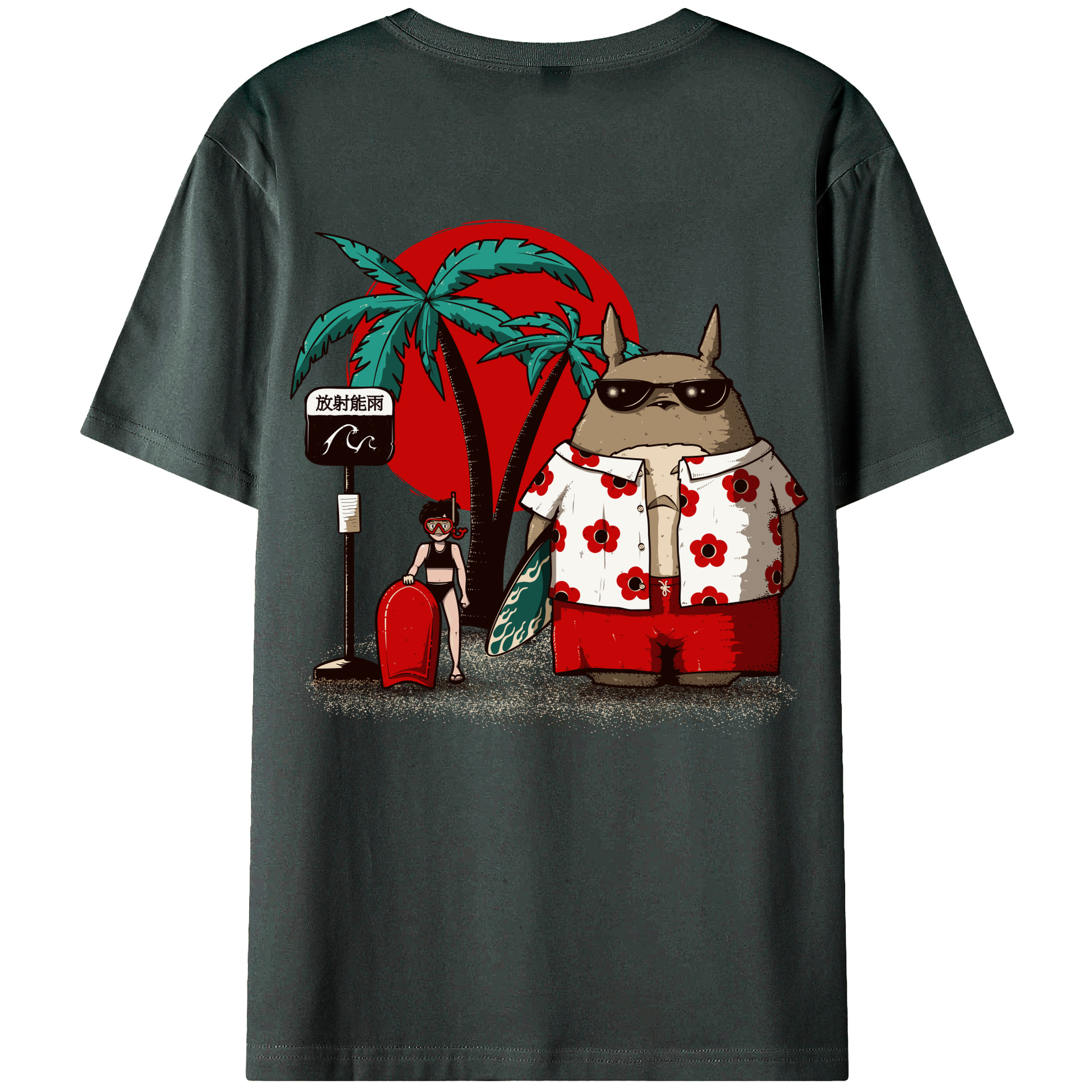（画像用） となりのトトロ 草壁メイ 草壁サツキ My Neighbor Totoro Satsuki Kusakabe Mei Kusakabe 綿100％ メンズ半袖Tシャツ（バックプリント） 通気性